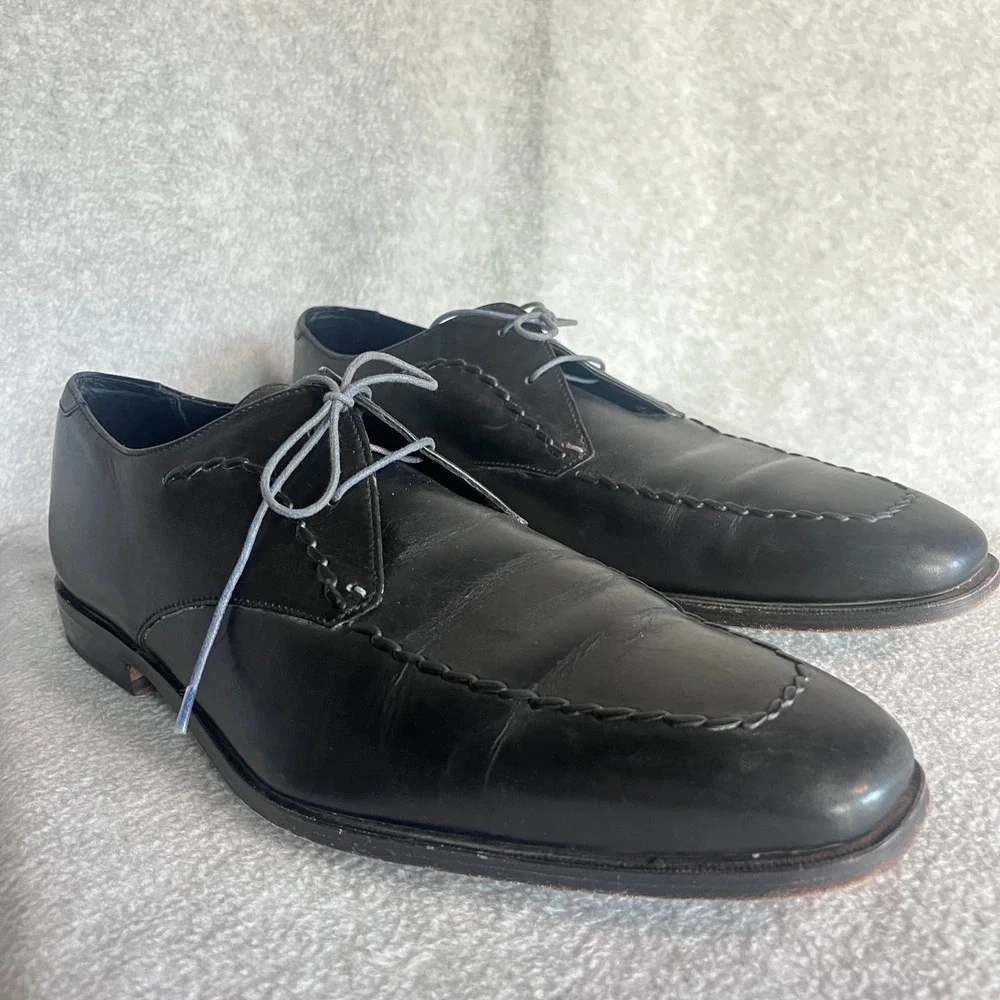 Paul Smith Mens Hand Crafted Black Leather Whipstitch Apron Toe Derby Shoes 9.5